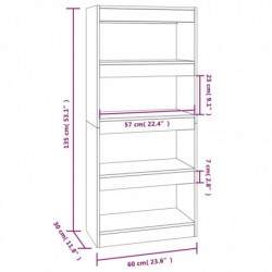 Bücherregal/Raumteiler Weiß 60x30x135 cm Holzwerkstoff