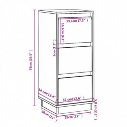 Sideboard Weiß 32x34x75 cm Massivholz Kiefer