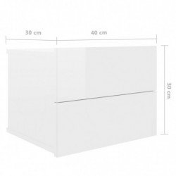 Nachttische 2 Stk. Hochglanz-Weiß 40 x 30 x 30 cm Spanplatte