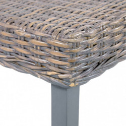 Sitzbank 110 cm Grau Natur Kubu-Rattan und Massivholz Mango