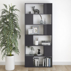 Bücherregal Raumteiler Hochglanz-Grau 80x24x186 cm Spanplatte