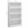 Bücherregal 4 Fächer Hochglanz-Weiß 80 x 24 x 142 cm Spanplatte