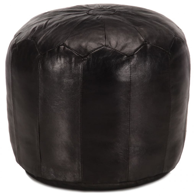 Pouf Schwarz 40 x 35 cm Echtes Ziegenleder