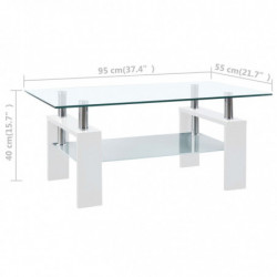 Couchtisch Weiß Transparent 95x55x40 cm Hartglas