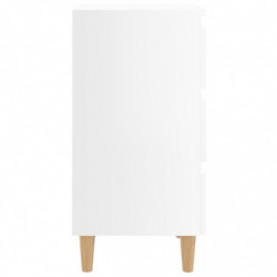 Nachttisch mit Massivholz-Beinen Hochglanz-Weiß 40x35x69 cm