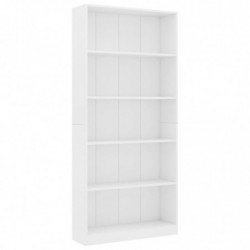 Bücherregal 5 Fächer Weiß 80 x 24 x 175 cm Spanplatte