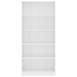 Bücherregal 5 Fächer Weiß 80 x 24 x 175 cm Spanplatte