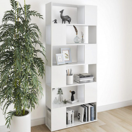 Bücherregal Raumteiler Weiß 80x24x186 cm Spanplatte