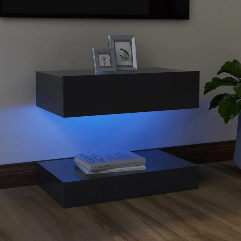 TV-Schrank mit LED-Leuchten Grau 60x35 cm