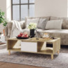 Couchtisch Weiß und Sonoma-Eiche 103,5x60x35 cm Spanplatte
