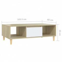 Couchtisch Weiß und Sonoma-Eiche 103,5x60x35 cm Spanplatte