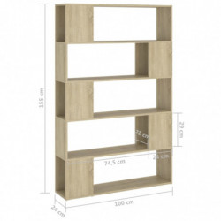 Bücherregal Raumteiler Sonoma-Eiche 100x24x155 cm Spanplatte