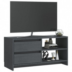 TV-Schrank Grau 80x31x39 cm Massivholz Kiefer