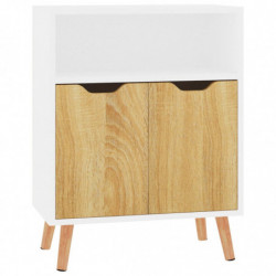 Sideboard Weiß und Sonoma-Eiche 60x30x72 cm Spanplatte