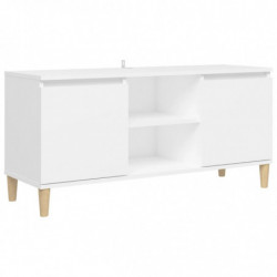 TV-Schrank mit Massivholz-Beinen Weiß 103,5x35x50 cm