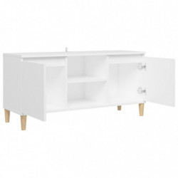 TV-Schrank mit Massivholz-Beinen Weiß 103,5x35x50 cm