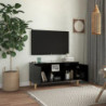 TV-Schrank mit Massivholz-Beinen Schwarz 103,5x35x50 cm