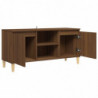 TV-Schrank Massivholz-Beine Braun Eichen-Optik 103,5x35x50 cm