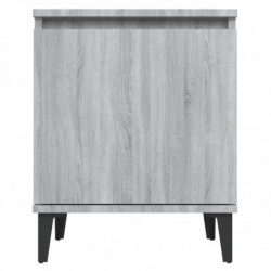 Nachttisch mit Metallbeinen 2 Stk. Grau Sonoma 40x30x50 cm