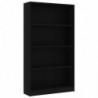 Bücherregal 4 Fächer Schwarz 80 x 24 x 142 cm Spanplatte