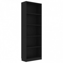 Bücherregal 5 Fächer Schwarz 60 x 24 x 175 cm Spanplatte