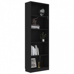 Bücherregal 5 Fächer Schwarz 60 x 24 x 175 cm Spanplatte