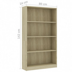 Bücherregal 4 Fächer Sonoma-Eiche 80 x 24 x 142 cm Spanplatte