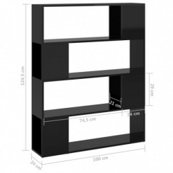 Bücherregal Raumteiler Hochglanz-Schwarz 100x24x124 cm