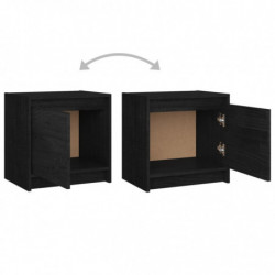 Nachttische 2 Stk. Schwarz 40x30,5x40 cm Massivholz Kiefer