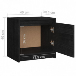 Nachttische 2 Stk. Schwarz 40x30,5x40 cm Massivholz Kiefer