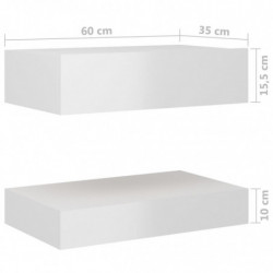 Nachttisch Hochglanz-Weiß 60x35 cm Spanplatte