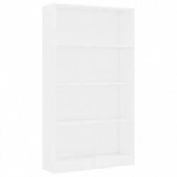 Bücherregal 4 Fächer Weiß 80 x 24 x 142 cm Spanplatte