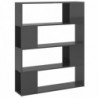 Bücherregal Raumteiler Hochglanz-Grau 100x24x124 cm