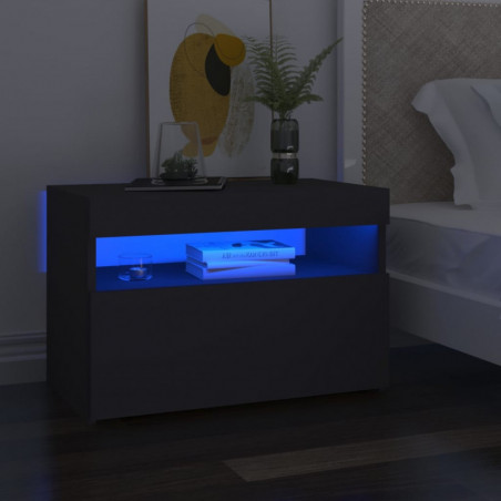 Nachttisch mit LED-Leuchten Grau 60x35x40 cm Spanplatte