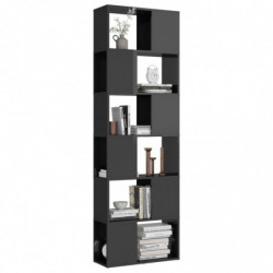 Bücherregal Raumteiler Hochglanz-Grau 60x24x186 cm