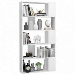 Bücherregal/Raumteiler Hochglanz-Weiß 80x24x159 cm