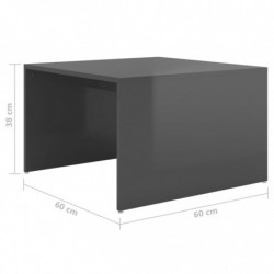 3-tlg. Satztisch-Set Hochglanz-Grau 60x60x30 cm