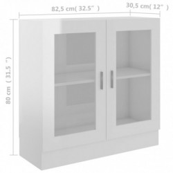 Vitrinenschrank Hochglanz-Weiß 82,5x30,5x80 cm Spanplatte