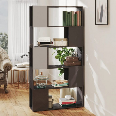 Bücherregal Raumteiler Hochglanz-Grau 80x24x155cm Spanplatte