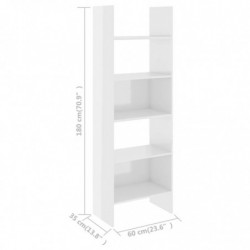 Bücherregal Hochglanz-Weiß 60x35x180 cm Spanplatte