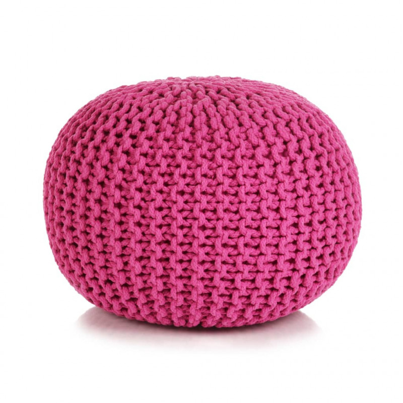 Handgestrickter Pouf Baumwolle 50 x 35 cm Rosa