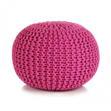 Handgestrickter Pouf Baumwolle 50 x 35 cm Rosa