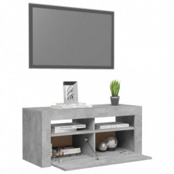 TV-Schrank mit LED-Leuchten Betongrau 90x35x40 cm