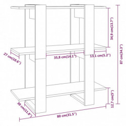 Bücherregal/Raumteiler Braun Eichen-Optik 80x30x87 cm