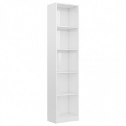 Bücherregal 5 Fächer Hochglanz-Weiß 40×24×175 cm Spanplatte