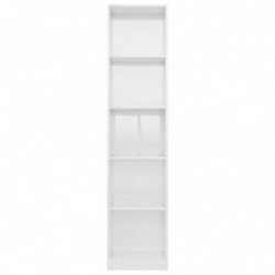 Bücherregal 5 Fächer Hochglanz-Weiß 40×24×175 cm Spanplatte
