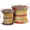 Hocker mit Chindi-Details 2 Stk. Mehrfarbig Bambus