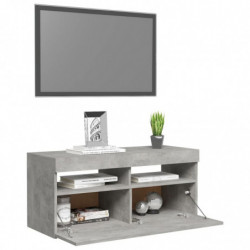 TV-Schrank mit LED-Leuchten Betongrau 90x35x40 cm