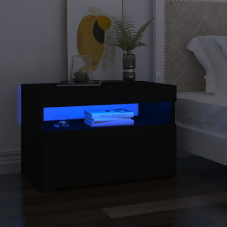 Nachttisch mit LED-Leuchten Schwarz 60x35x40 cm Spanplatte