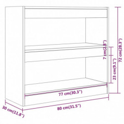 Bücherregal/Raumteiler Braun Eichen-Optik 80x30x72 cm